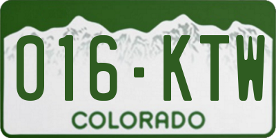 CO license plate 016KTW