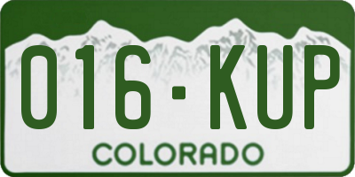 CO license plate 016KUP