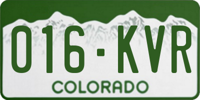 CO license plate 016KVR
