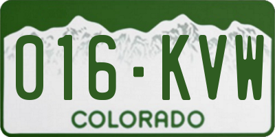 CO license plate 016KVW