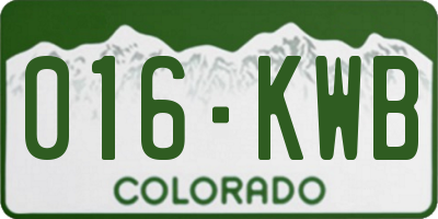 CO license plate 016KWB