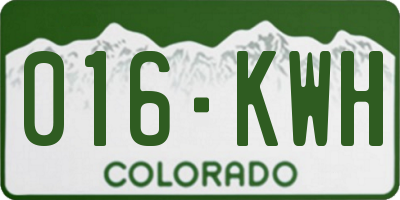 CO license plate 016KWH