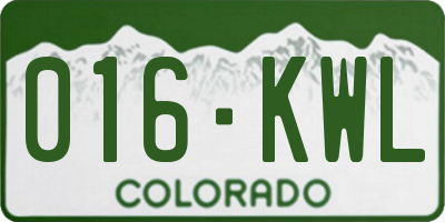 CO license plate 016KWL