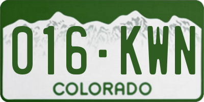 CO license plate 016KWN