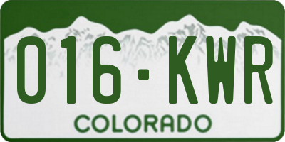CO license plate 016KWR