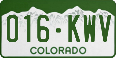 CO license plate 016KWV