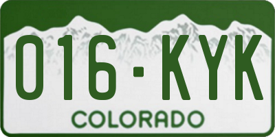 CO license plate 016KYK