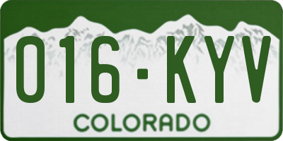 CO license plate 016KYV