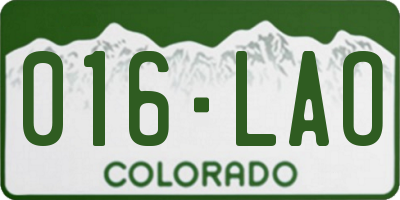 CO license plate 016LAO