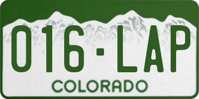 CO license plate 016LAP