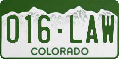 CO license plate 016LAW