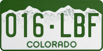 CO license plate 016LBF