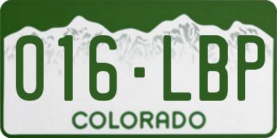 CO license plate 016LBP