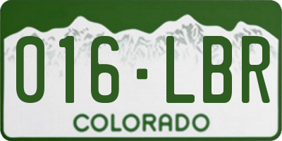 CO license plate 016LBR