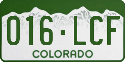 CO license plate 016LCF