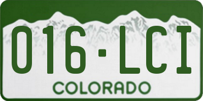 CO license plate 016LCI