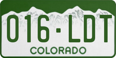 CO license plate 016LDT
