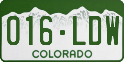 CO license plate 016LDW