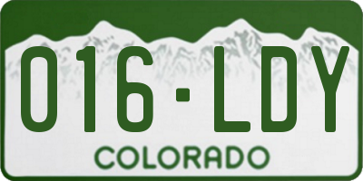 CO license plate 016LDY