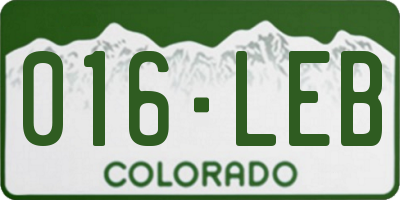 CO license plate 016LEB
