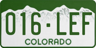 CO license plate 016LEF