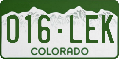 CO license plate 016LEK