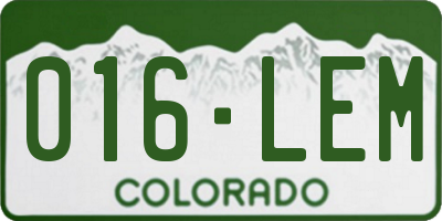 CO license plate 016LEM