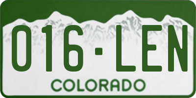 CO license plate 016LEN