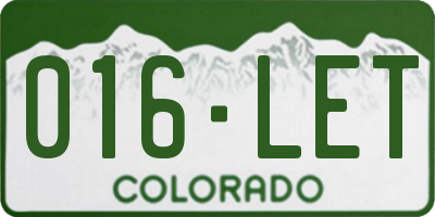 CO license plate 016LET