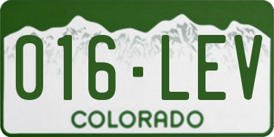 CO license plate 016LEV