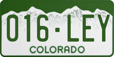 CO license plate 016LEY