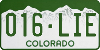 CO license plate 016LIE