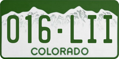 CO license plate 016LII