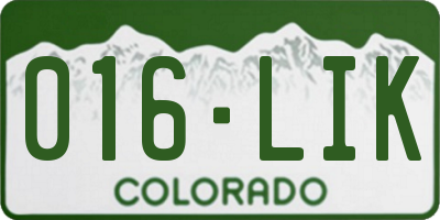 CO license plate 016LIK