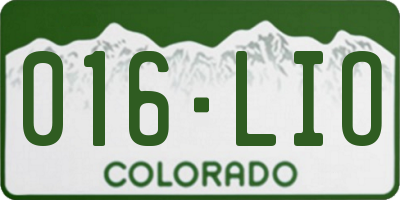 CO license plate 016LIO
