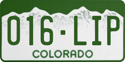 CO license plate 016LIP