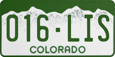CO license plate 016LIS