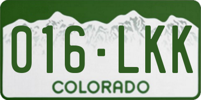 CO license plate 016LKK