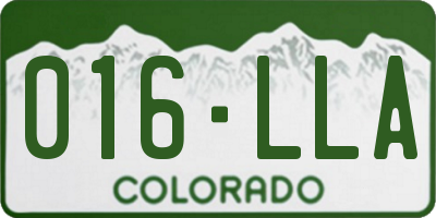 CO license plate 016LLA