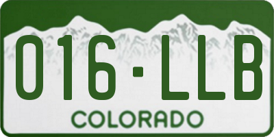 CO license plate 016LLB