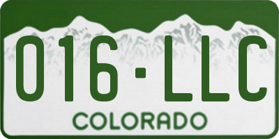 CO license plate 016LLC