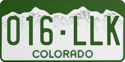 CO license plate 016LLK