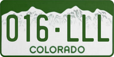 CO license plate 016LLL