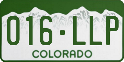 CO license plate 016LLP