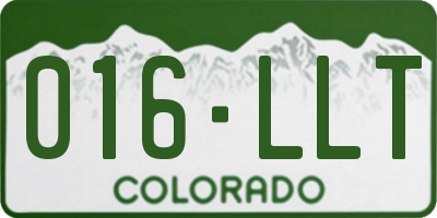 CO license plate 016LLT
