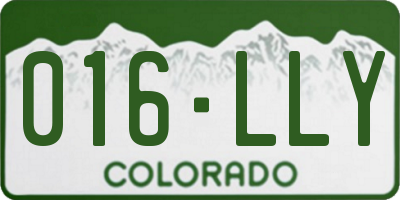 CO license plate 016LLY