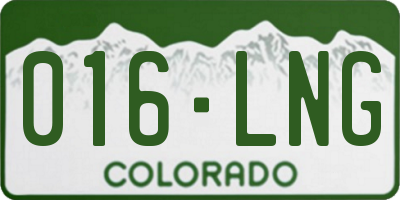 CO license plate 016LNG