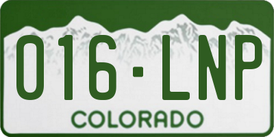 CO license plate 016LNP