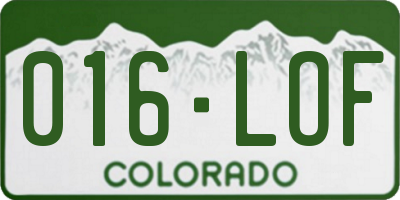 CO license plate 016LOF