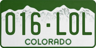 CO license plate 016LOL